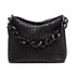 Borsa a mano nera con manico in metallo Lora Ferres, Borse e accessori Donna, SKU b512000240, Immagine 0